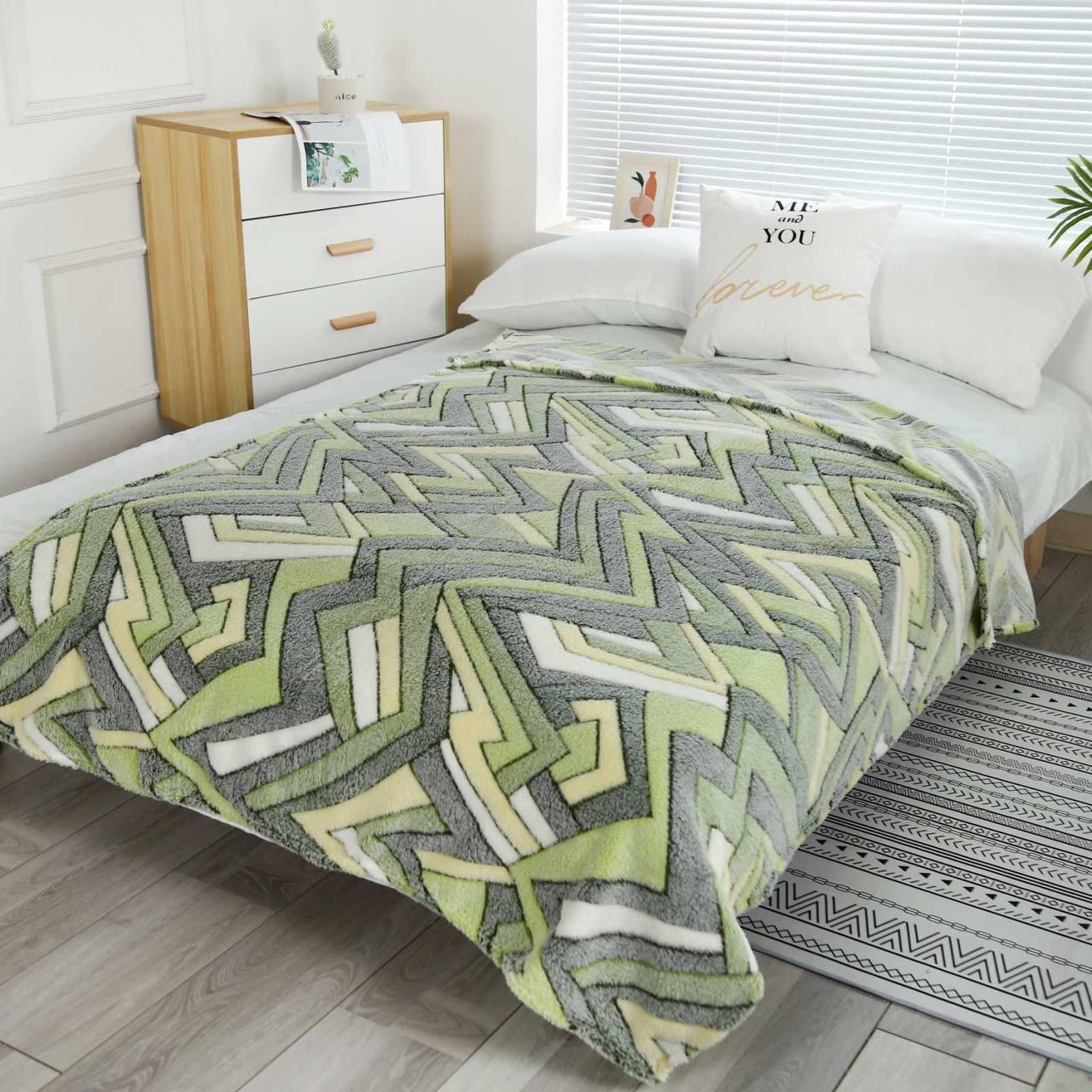 Плед полуторний флісовий стрижений "Лабиринт" | Є інші розміри, фото 1