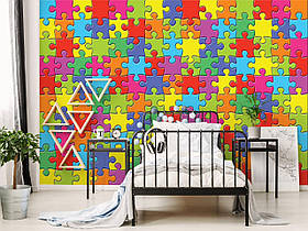 Фото шпалери для дітей 254x184 см Геометричні барвисті головоломки - пазл (10127P4)+клей