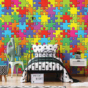 Фото шпалери для дітей 368x280 см Геометричні барвисті головоломки - пазл (10127P10)+клей