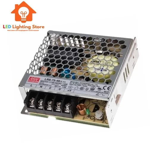 Блок живлення Mean Well, LRS-75-48, 48V, 76.8W , 1.6А, IP20