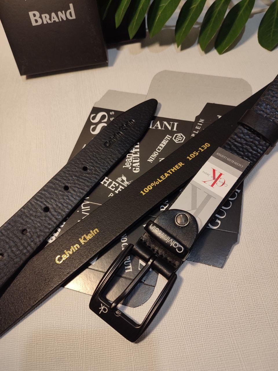 Чоловічий брендовий шкіряний ремінь Calvin Klein, 35мм, чорний930953
