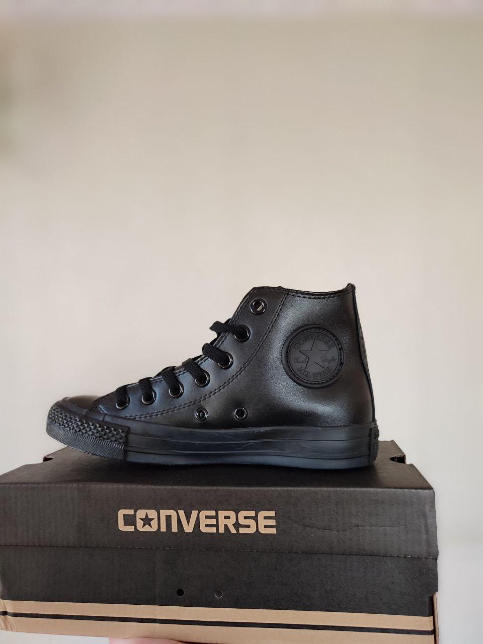 36 р и 37 р Мужские высокие кеды конверсы all star converse кожаные черные деми демисезон - фото 3 - id-p1358988974