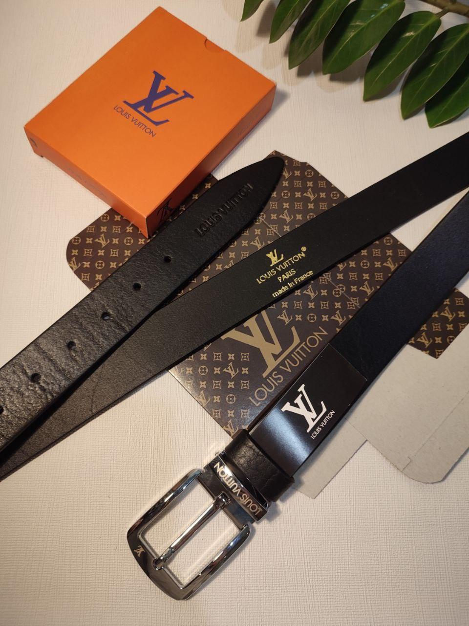 Ремінь чоловічий шкіряний Louis Vuitton, 35мм, чорний, 930838, фото 1
