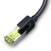 Сетевой кабель для интернета патч-корд UGREEN Cat7 F/FTP 10Gb/s Lan Ethernet Cable 1m (черный) NW150