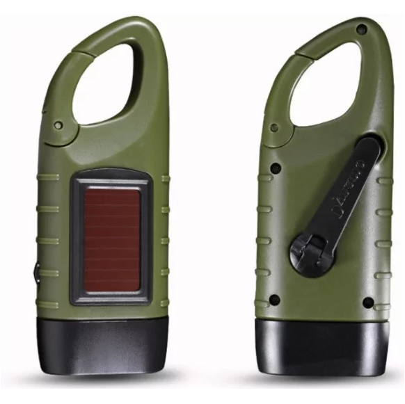 Ручний акумуляторний ліхтар із сонячною панеллю, динамозаряд, автономний ліхтарик, фото 1