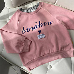 Кофта світшот для дівчинки з написом Рожева 2272 67, T.S.D.Kids, Розовый, Для девочек, Весна Осень, 110 , 4 года