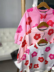 Кофта світшот з квітами Рожева QK 22160 108, TSD, Розовый, Для девочек, Весна Осень, 4 года