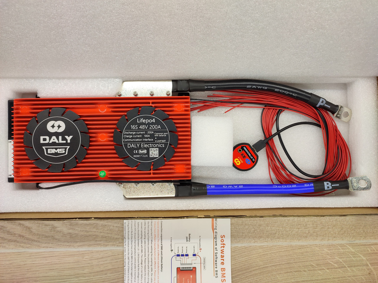 Плата Smart BMS Daly LiFePO4 16S 48 вольтів 200A з Bluetooth