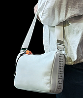 Кожаная женская сумка белая 25х21х11 см