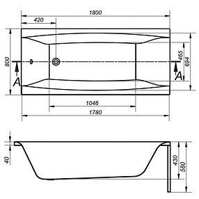 Ванна 180*80 см з ніжками Cersanit VIRGO, фото 3