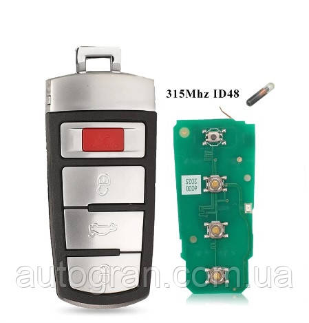 Ключ VW Volkswagen Passat B6 B7 3+1 кнопки NBG009066T 315MHz ID48