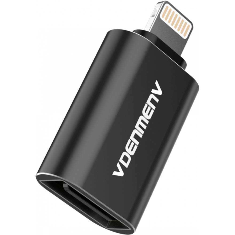 Перехідник для синхронізації даних Lightning to USB 3.0 DENMEN DU16 Чорний, фото 1