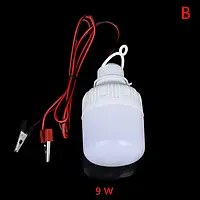 LED Лампа подвесная с зажимами крокодилами для аккумулятора 12V 9W аварийный свет подсветка для кемпинга