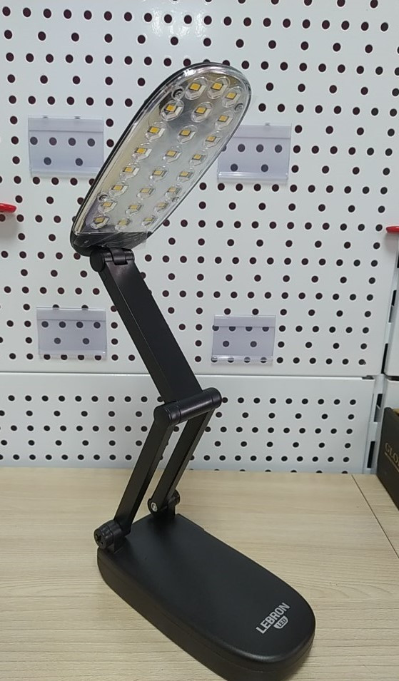 LED лампа настільна L-TL-L, 6W, 4100K, з блоком живлення, чорна (15-13-08), Lebron, Арт.39071