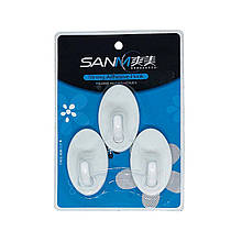 Гачки пластикові Sanm #8015 самоклеючі на липучках 6.3х3.5 см набір 3 шт