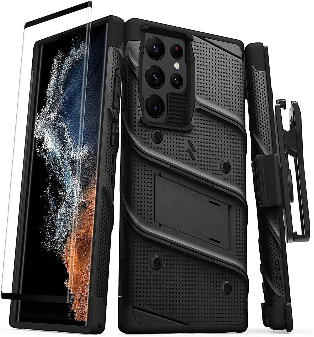 Чохол Zizo Bolt Series Black з кліпсою для Samsung Galaxy S22 Ultra SM-S908, фото 1