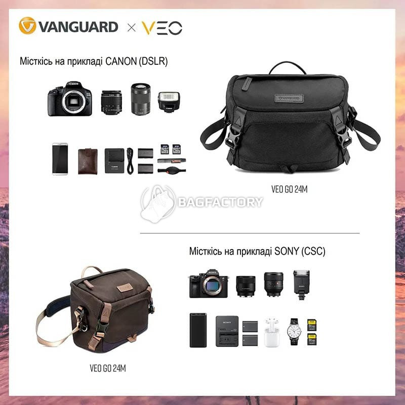 Сумка для фотокамеры Vanguard VEO GO 24M Khaki-Green 4л (DAS301761) - фото 4 - id-p1760679716