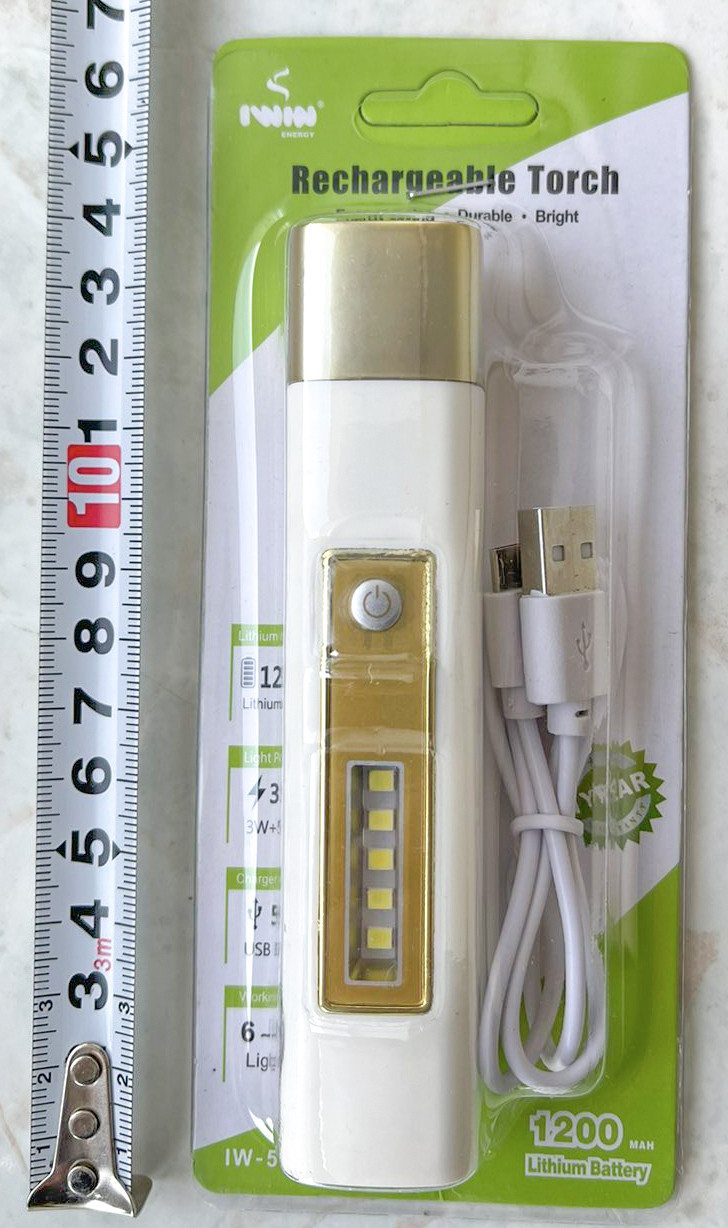 Ліхтар світлодіодний 1W+5 pcs SMD LED (3W)1*Lithium batery = 1200mAH0.8M USB CHARGING CABLE, IW-5867, LL-5867
