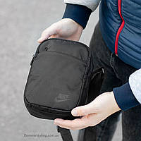 Маленькая городская сумка мессенджер мужская Nike Solo черная из ткани через плечо молодежная барсетка
