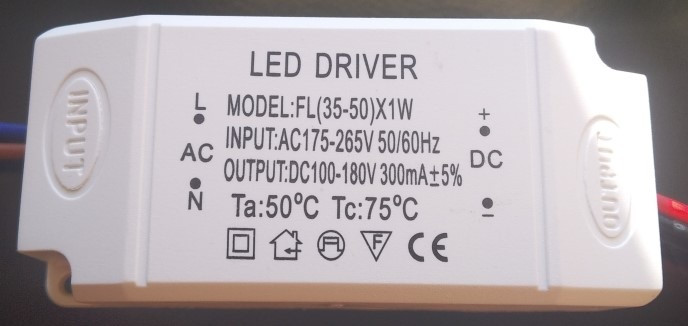 Led-драйвер до комплекту лінійок 36Вт FL(36-50)x1W DC100-180V 300mA 80*36*23