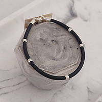 Каучуковый браслет с серебряными вставками