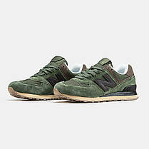 Чоловічі Кросівки New Balance 574 Green Black Brown / Нью Белaнс 574 Зелені з Чорним та Коричневим, фото 4