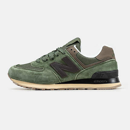 Чоловічі Кросівки New Balance 574 Green Black Brown / Нью Белaнс 574 Зелені з Чорним та Коричневим, фото 1