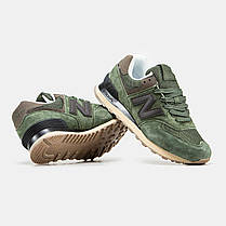 Чоловічі Кросівки New Balance 574 Green Black Brown / Нью Белaнс 574 Зелені з Чорним та Коричневим, фото 6
