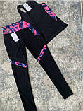 Спортивний костюм жіночий для фітнесу, комплект топ майка + лосини S/M р, фото 2