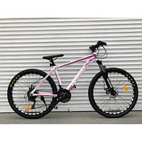 Спортивный велосипед 26 дюймов TopRider горный велосипед с алюминиевой рамой Топ Райдер Бело-розовый