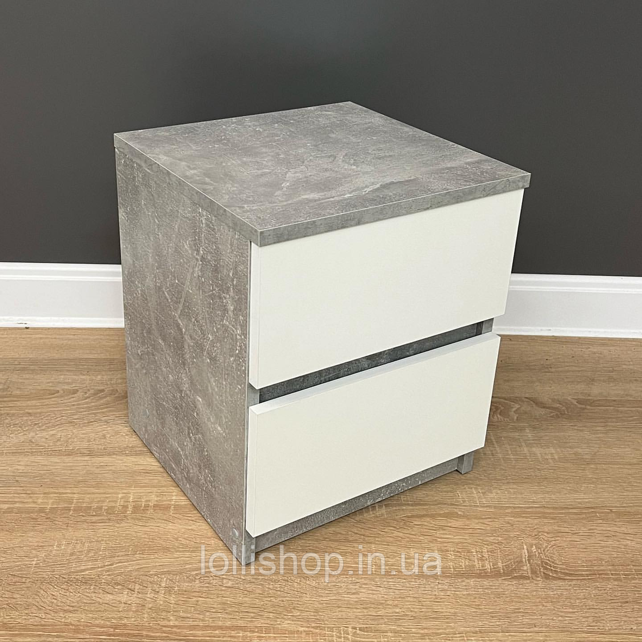 Тумба прикроватная бетон + белая без ручек, цена 1100 ₴: купить на Prom ...