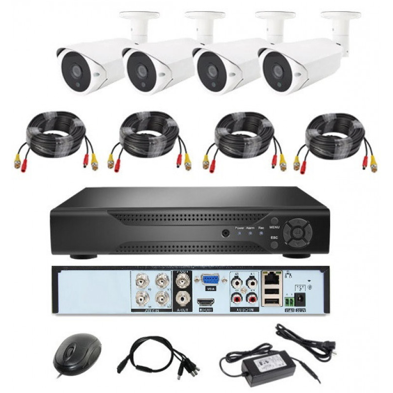 Система відеоспостереження DVR KIT 7004 AHD 4ch Gibrid (H. 265) набір на 4камеры