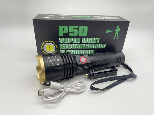 Ліхтар ручний LED P50 500 люмен 4400 mAh 30 COB діодів кольорова температура 4500K BF, фото 1