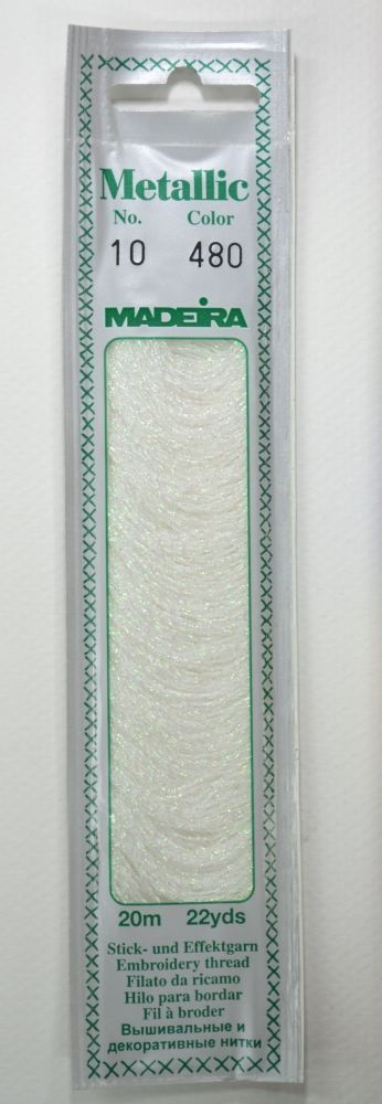 480 Металізована нитка для вишивання та декору (diamant) 20метрів Madeira Metallic Perle №10