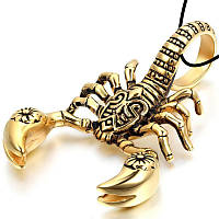 Кулон на кожаном шнурке Золотой Скорпион кулон в виде скорпиона египетского