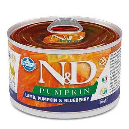 Вологий корм Farmina N&D GF Pumpkin Lamb Adult Mini для собак беззерновий з гарбузом, ягням, чорницею, фото 1