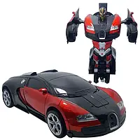 Машинка Трансформер Bugatti Robot Car Size 18 Красная