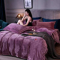 Теплое велюровое постельное белье Monica Евро размер 200*230 Фиолет