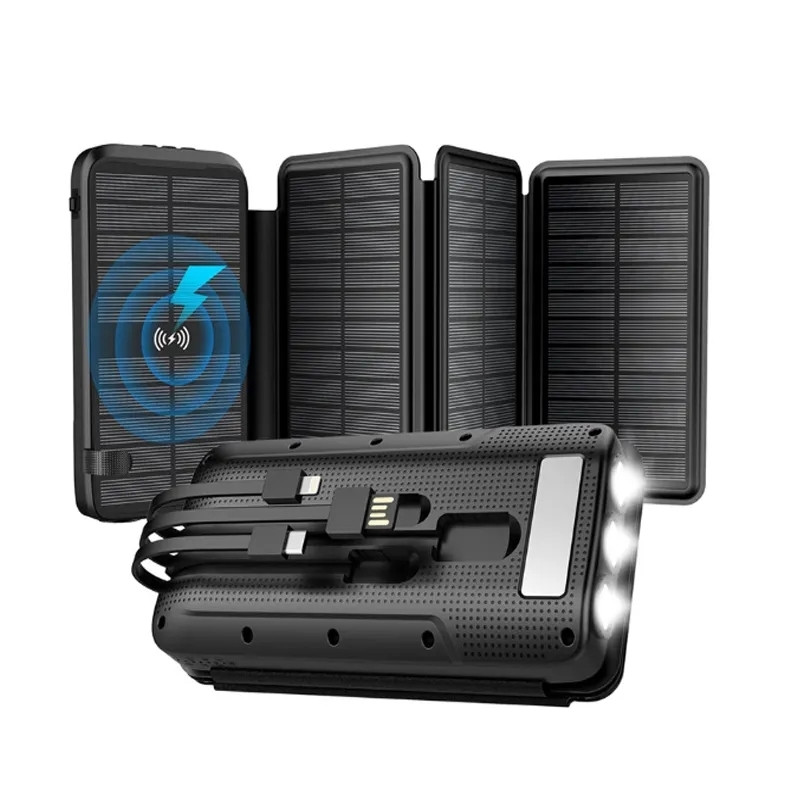 Складана сонячна панель з павербанком 20000mAh Solar Power Bank і бездротовою зарядкою Qi