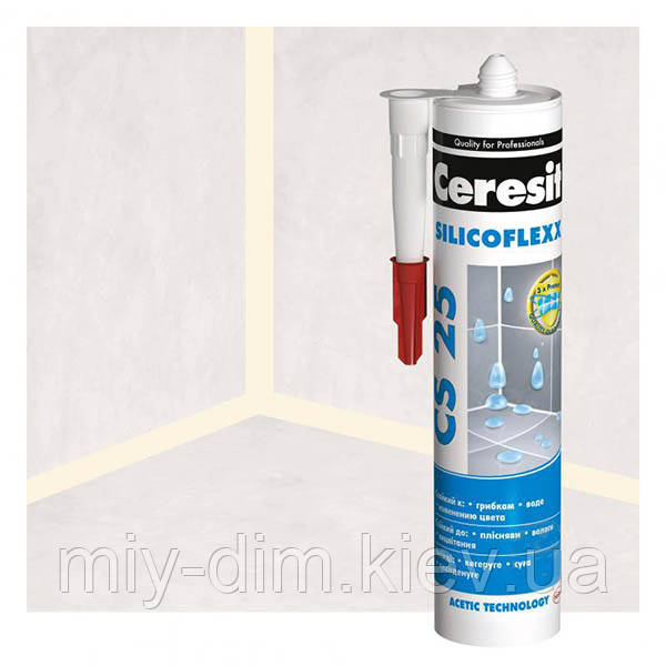 Герметик Ceresit CS25 Silicoflexx санітарний, Жасмін 280мл / 1095899