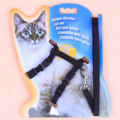 Шлейка з повідцем для кошенят 1 метр Pet Style Чорна