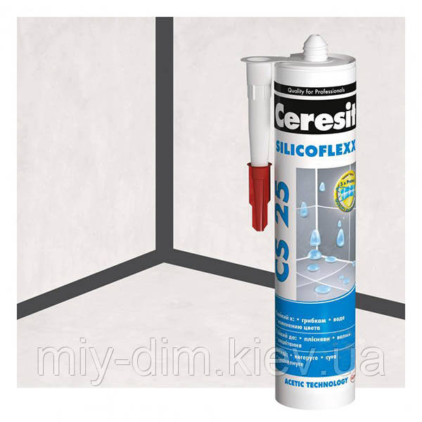 Герметик Ceresit CS25 Silicoflexx санітарний, Графіт 280мл /1095893