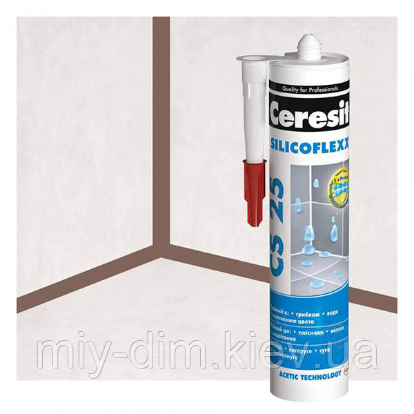 Герметик Ceresit CS25 Silicoflexx санітарний, Сієна 280мл /1573787