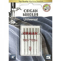 Голки швейні універсальні ORGAN №70 для побутових швейних машин блістерна упаковка 5 штук (6493)