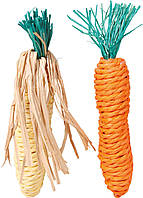 Іграшка для гризунів Trixie Кукурудза і морквина 15 см, набір 2 шт. (Натуральні матеріали)