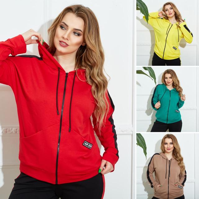 Женский Спортивный Черно-зеленый Костюм Демисезонный с Капюшоном ...