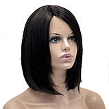 Перука каре без гривки Hania Lace на сітці, термоволосся, колір природно-чорний, фото 3
