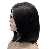 Перука каре без гривки Hania Lace на сітці, термоволосся, колір природно-чорний, фото 4