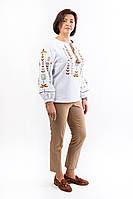 Модна Красива жіноча ошатна блуза-вишиванка, з оригінальною сучасною вишивкою, 4XL-5XL