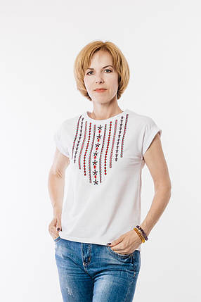 Вишита футболка жіноча біла повсякденна, фото 1